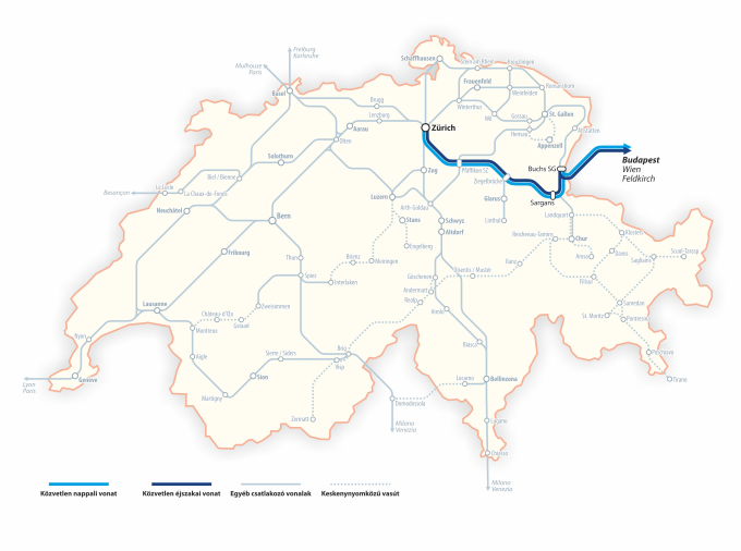 Svájc vasúthálózati térképe Svájc vasúthálózati térképe