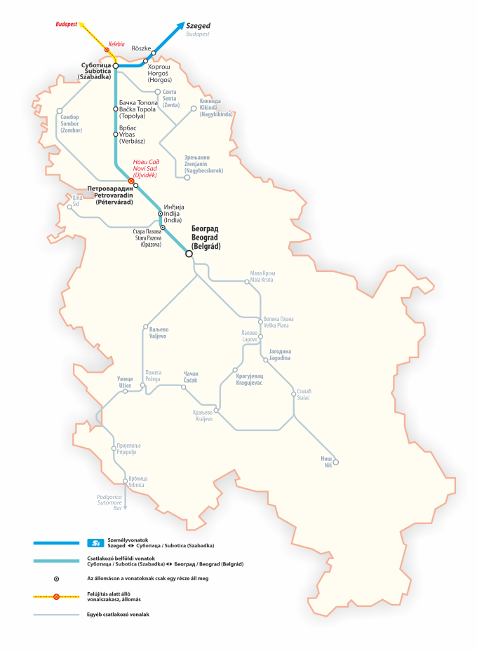 Szerbia vasúthálózati térképe Szerbia vasúthálózati térképe