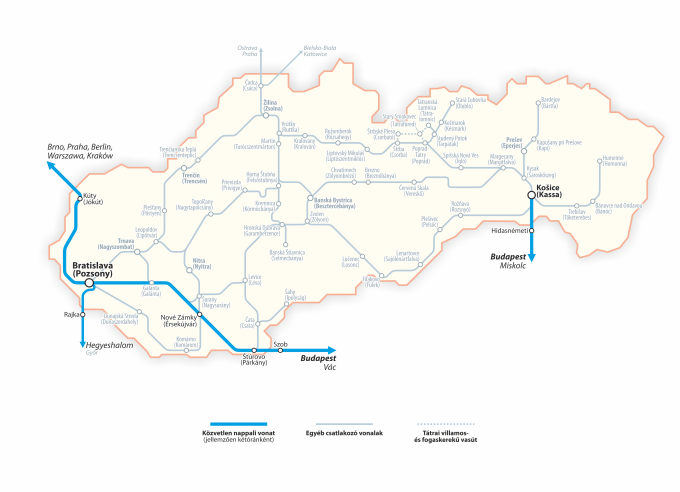 Szlovákia vasúthálózati térképe Szlovákia vasúthálózati térképe